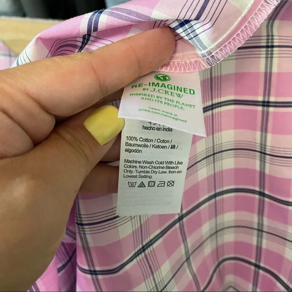 ✨NWT J. Crew Pink Violet Pastel Plaid Tie Neck Halter Top Size Small